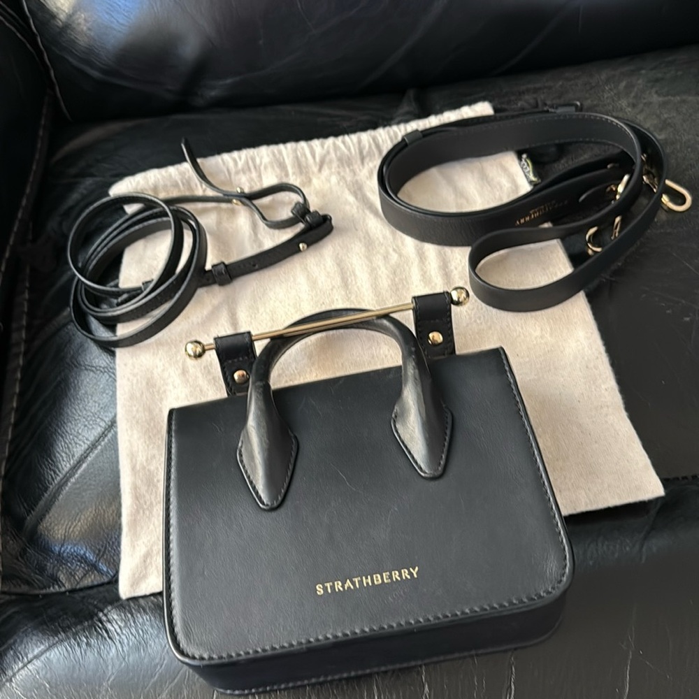 Strathberry Nano Tote - Black leather mini bag crossbody - Picture 15 of 15